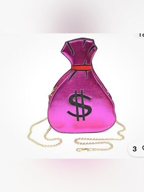 Metallic Pink Money Bag Crossbody Purse